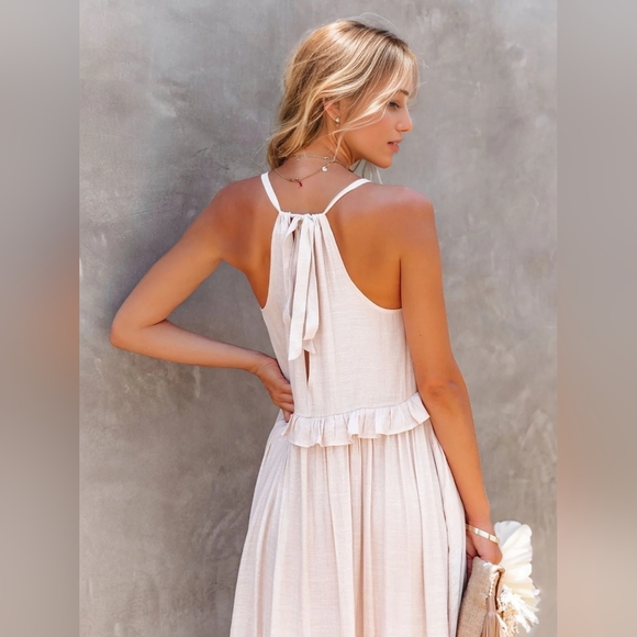 Ruffled Sleeveless Tiered Maxi Dress with Pockets - Picture 3 of 5